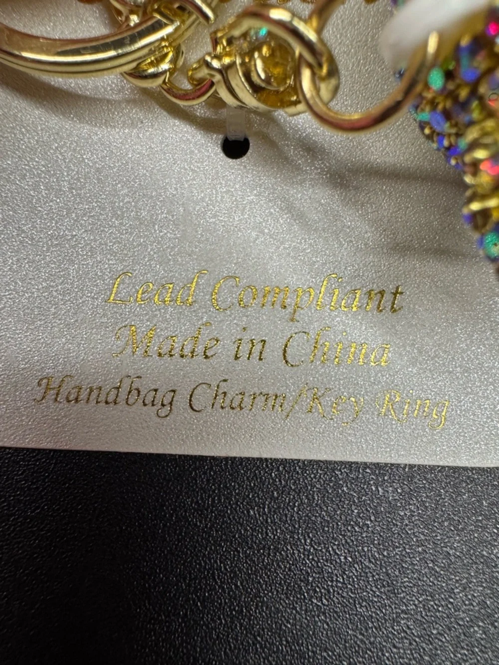 Natasha Gold Rhinestone Teddy Bear Bag Charm Keychain Sparkle NWT - Picture 5 of 5